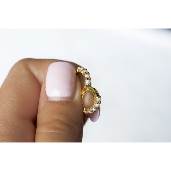 6mm Gold Vermeil Sterling Silver Opal Huggie Hoops, Opal Huggie Earrings - Picture 9 of 9